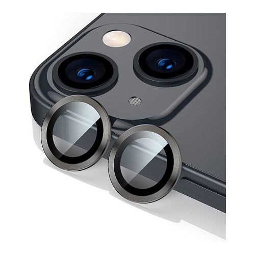 StraTG iPhone 14 / 14 Plus / 14 Max Separate Camera Lens Protectors - Premium Tempered Glass to Protect Your Camera Lenses - Dark Grey