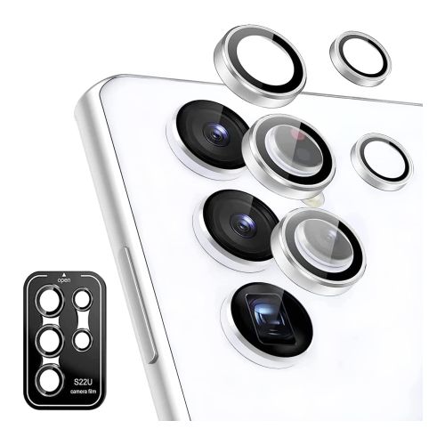 StraTG Samsung S22 Ultra Separate Camera Lens Protectors - Premium Tempered Glass to Protect Your Camera Lenses - Silver