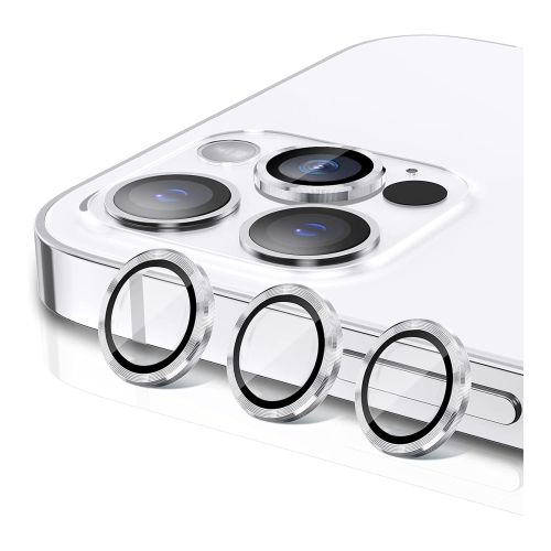 [MASP-700444] StraTG iPhone 13 Pro / 13 Pro Max / 14 Pro / 14 Pro Max Separate Camera Lens Protectors - Premium Tempered Glass to Protect Your Camera Lenses - Silver