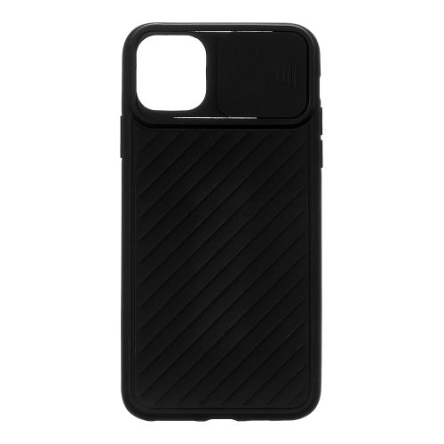 [MACO-700703] StraTG Black Case with Sliding Camera Protector for iPhone 11 Pro Max - Stylish and Protective Smartphone Case