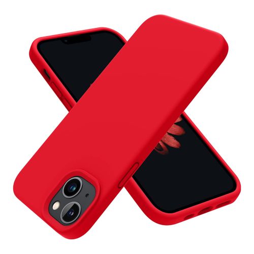 [MACO-702071] StraTG Red Silicon Cover for iPhone 14 - Slim and Protective Smartphone Case 