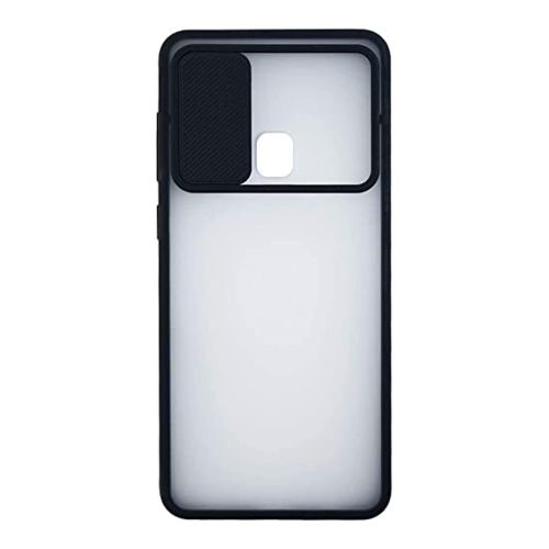 StraTG Clear and Black Case with Sliding Camera Protector for Huawei Y7 2018 / Y7 Prime 2018 / Y7 Pro 2018 - Stylish and Protective Smartphone Case
