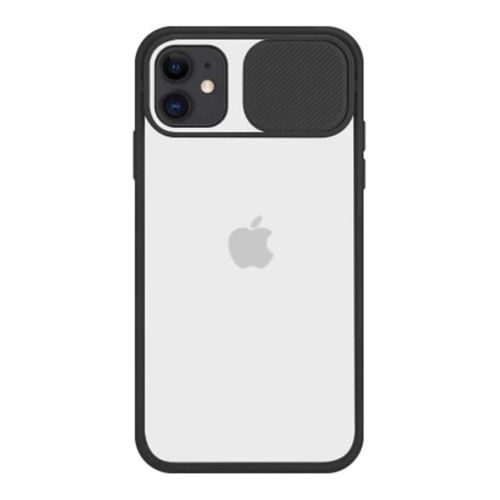 StraTG Clear and Black Case with Sliding Camera Protector for iPhone 11 - Stylish and Protective Smartphone Case