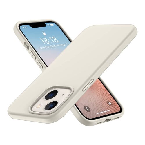 StraTG Off White Silicon Cover for iPhone 13 - Slim and Protective Smartphone Case 