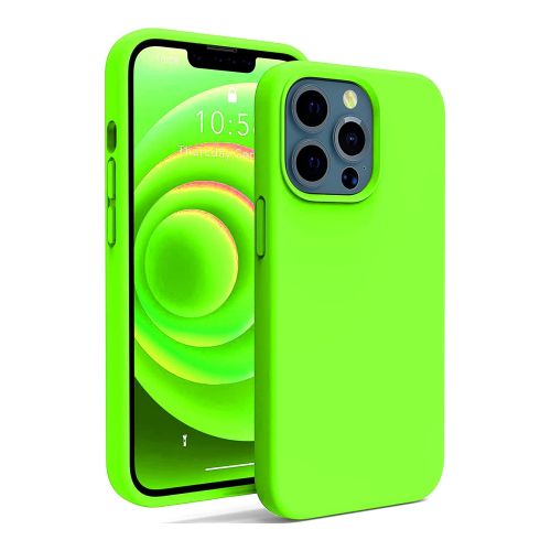 StraTG Bright Green Silicon Cover for iPhone 13 Pro - Slim and Protective Smartphone Case 