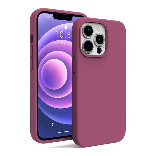 StraTG Purple Silicon Cover for iPhone 13 Pro - Slim and Protective Smartphone Case [Feature]