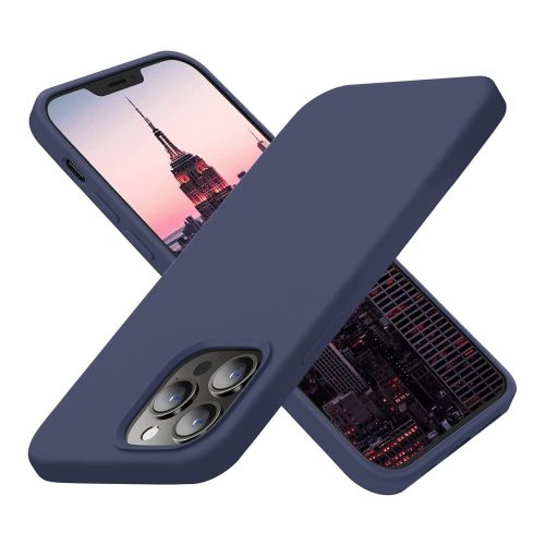 StraTG Dark Blue Silicon Cover for iPhone 13 Pro - Slim and Protective Smartphone Case 