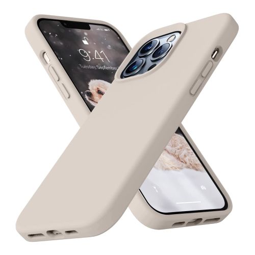 StraTG Stone Beige Silicon Cover for iPhone 13 Pro Max - Slim and Protective Smartphone Case 