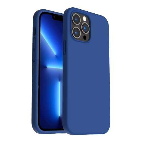 StraTG Navy Blue Silicon Cover for iPhone 13 Pro Max - Slim and Protective Smartphone Case 