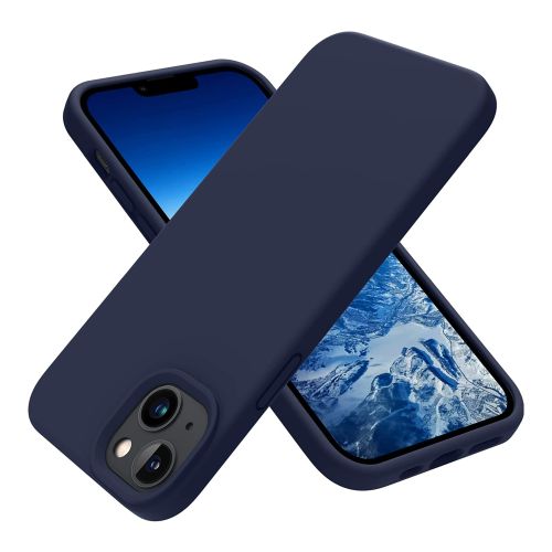 StraTG Navy Blue Silicon Cover for iPhone 14 - Slim and Protective Smartphone Case 
