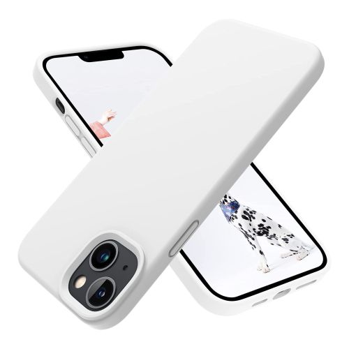 StraTG White Silicon Cover for iPhone 14 - Slim and Protective Smartphone Case 