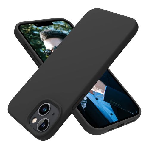 StraTG Black Silicon Cover for iPhone 14 Plus / iPhone 14 Max - Slim and Protective Smartphone Case 