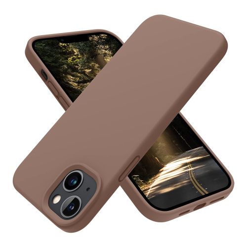 StraTG Brown Silicon Cover for iPhone 14 - Slim and Protective Smartphone Case 