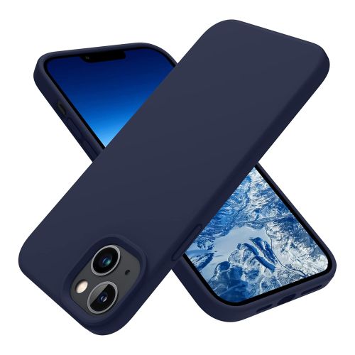 StraTG Navy Blue Silicon Cover for iPhone 14 Plus / iPhone 14 Max - Slim and Protective Smartphone Case 