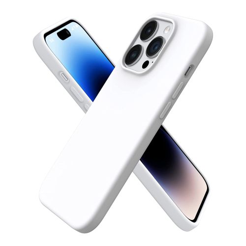 StraTG White Silicon Cover for iPhone 14 Pro - Slim and Protective Smartphone Case 