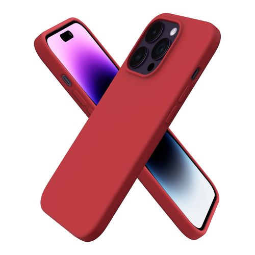 StraTG Red Silicon Cover for iPhone 14 Pro - Slim and Protective Smartphone Case 