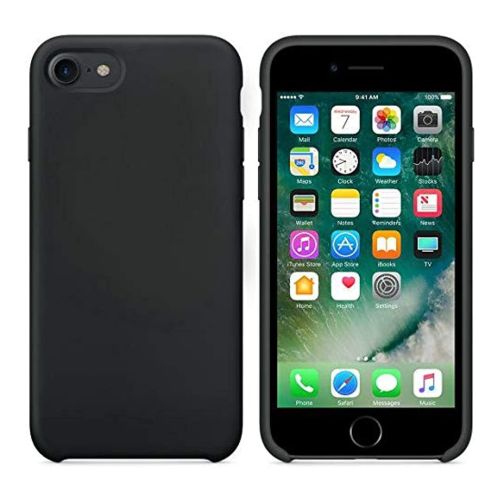 StraTG Black Silicon Cover for iPhone 7 / 8 / Se 2020 / Se 2022 - Slim and Protective Smartphone Case 