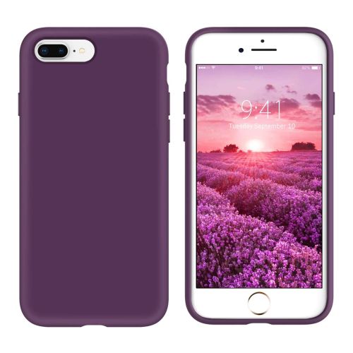 StraTG Bright Purple Silicon Cover for iPhone 7 Plus / 8 Plus - Slim and Protective Smartphone Case 