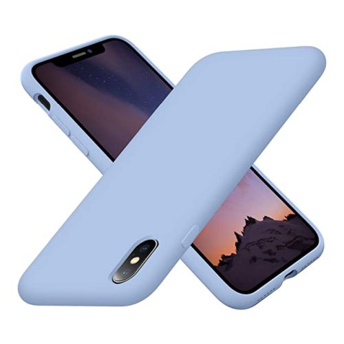 StraTG Light Blue Repeated Silicon Cover for iPhone X / Xs - Slim and Protective Smartphone Case 