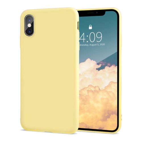 StraTG Light Yellow Silicon Cover for iPhone X / Xs - Slim and Protective Smartphone Case 