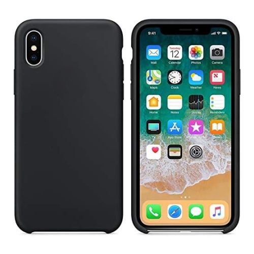 StraTG Black Silicon Cover for iPhone Xs Max - Slim and Protective Smartphone Case 