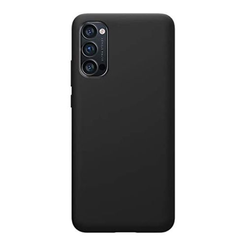 StraTG Black Silicon Cover for Reno 4 4G - Slim and Protective Smartphone Case 