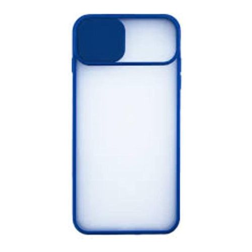 StraTG Clear and Blue Case with Sliding Camera Protector for Samsung A12 / M12 / F12 - Stylish and Protective Smartphone Case
