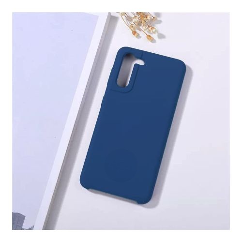 StraTG Blue Silicon Cover for Samsung S21 Fe - Slim and Protective Smartphone Case 