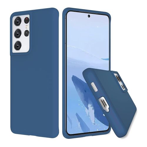 StraTG Blue Silicon Cover for Samsung S21 Ultra - Slim and Protective Smartphone Case 