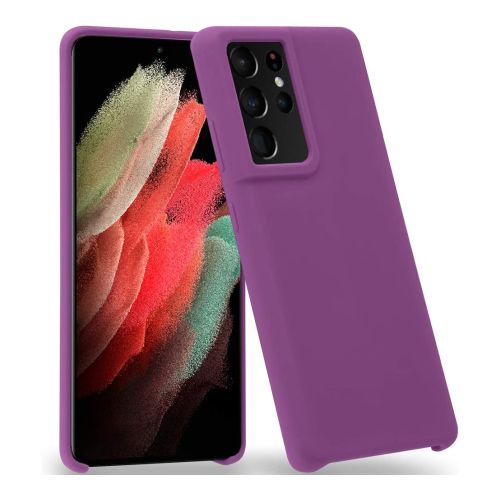 StraTG Purple Silicon Cover for Samsung S21 Ultra - Slim and Protective Smartphone Case 