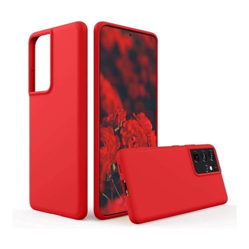 StraTG Red Silicon Cover for Samsung S21 Ultra - Slim and Protective Smartphone Case 