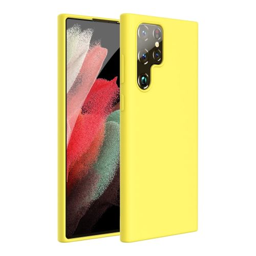 StraTG Yellow Silicon Cover for Samsung S22 Ultra - Slim and Protective Smartphone Case 