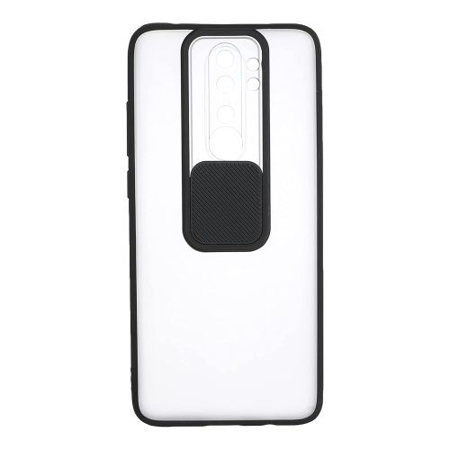 StraTG Clear and Black Case with Sliding Camera Protector for Xiaomi Redmi Note 8 / Note 8 2021 - Stylish and Protective Smartphone Case