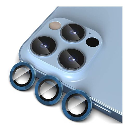 StraTG iPhone 13 Pro / 13 Pro Max / 14 Pro / 14 Pro Max Separate Camera Lens Protectors - Premium Tempered Glass to Protect Your Camera Lenses - Blue