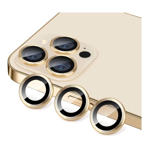 StraTG iPhone 13 Pro / 13 Pro Max / 14 Pro / 14 Pro Max Separate Camera Lens Protectors - Premium Tempered Glass to Protect Your Camera Lenses - Gold