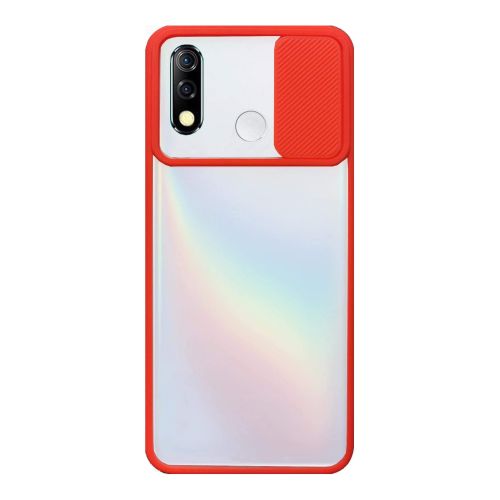 StraTG Clear and Red Case with Sliding Camera Protector for Infinix Smart 4 X653 - Stylish and Protective Smartphone Case