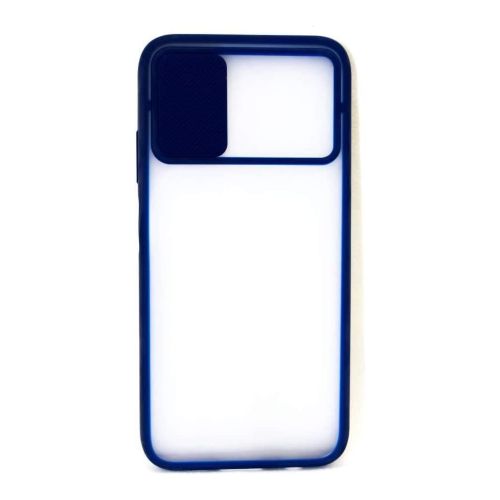 StraTG Clear and Dark Blue Case with Sliding Camera Protector for Samsung A71 - Stylish and Protective Smartphone Case