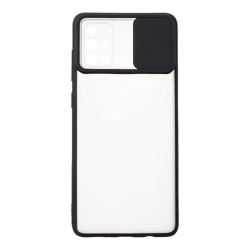 StraTG Clear and Black Case with Sliding Camera Protector for Samsung A71 - Stylish and Protective Smartphone Case
