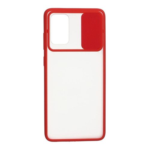 StraTG Clear and Red Case with Sliding Camera Protector for Samsung A71 - Stylish and Protective Smartphone Case