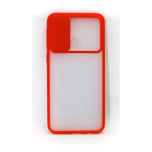StraTG Clear and Red Case with Sliding Camera Protector for Samsung A11 / M11 - Stylish and Protective Smartphone Case