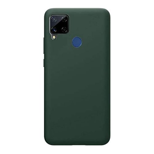 StraTG Dark Green Silicon Cover for Realme C15 / C12 / Narzo 20 - Slim and Protective Smartphone Case 