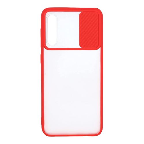 StraTG Clear and Red Case with Sliding Camera Protector for Samsung A30s / A50 / A50s - Stylish and Protective Smartphone Case