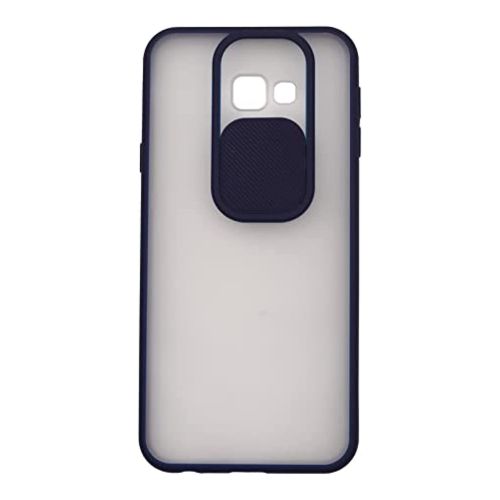 StraTG Clear and Dark Blue Case with Sliding Camera Protector for Samsung J4 Plus - Stylish and Protective Smartphone Case