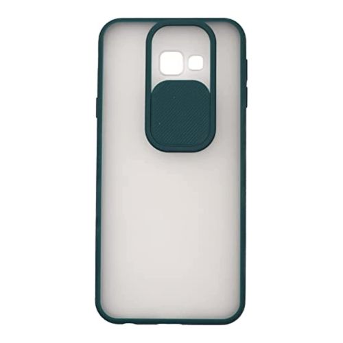StraTG Clear and Dark Green Case with Sliding Camera Protector for Samsung J4 Plus - Stylish and Protective Smartphone Case