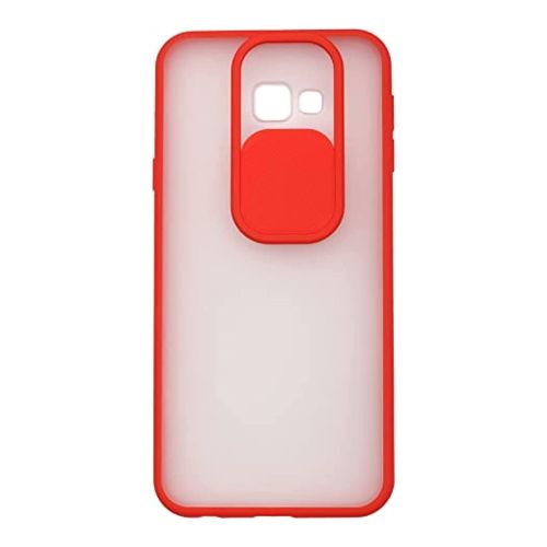 StraTG Clear and Red Case with Sliding Camera Protector for Samsung J4 Plus - Stylish and Protective Smartphone Case