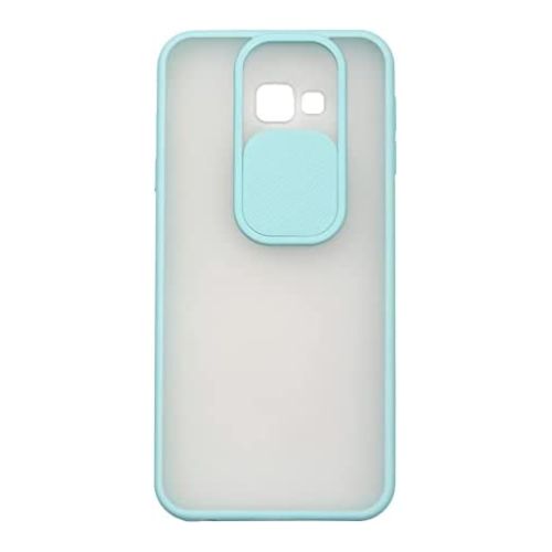 StraTG Clear and Turquoise Case with Sliding Camera Protector for Samsung J4 Plus - Stylish and Protective Smartphone Case