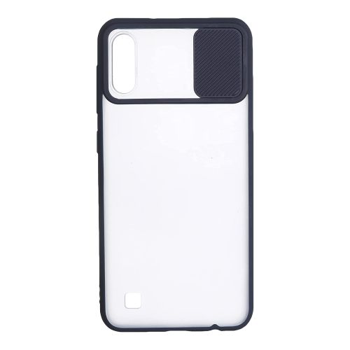 StraTG Clear and Dark Blue Case with Sliding Camera Protector for Samsung A10 / M10 - Stylish and Protective Smartphone Case