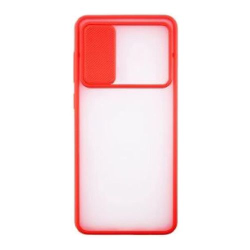 StraTG Clear and Red Case with Sliding Camera Protector for Samsung A20 / A30 / M10s - Stylish and Protective Smartphone Case