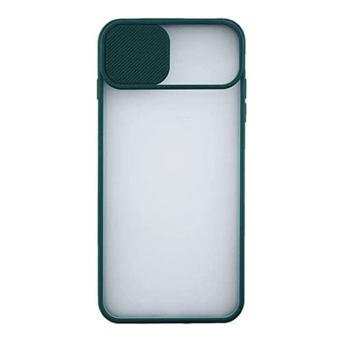 StraTG Clear and Dark Green Case with Sliding Camera Protector for Oppo A83 - Stylish and Protective Smartphone Case