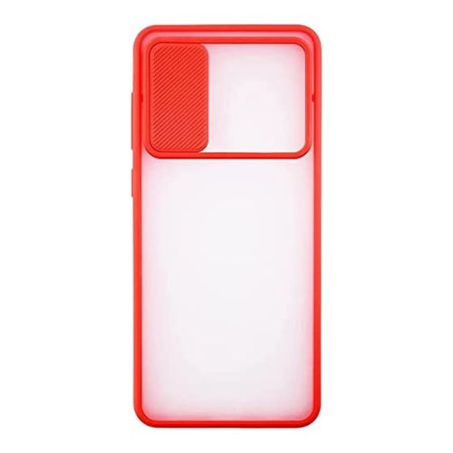 StraTG Clear and Red Case with Sliding Camera Protector for Oppo A83 - Stylish and Protective Smartphone Case